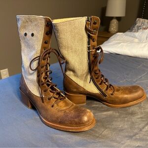 Elegant Brown and Tan Lace-Up Women's Boots